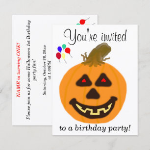 1st Halloween Birthday Party Invitations ANY AGE