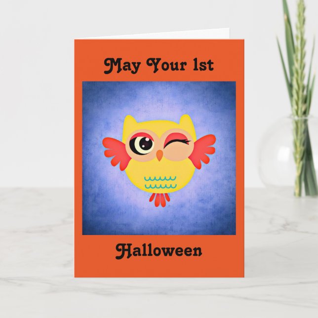 1st Halloween Cute Owl Card (Front)