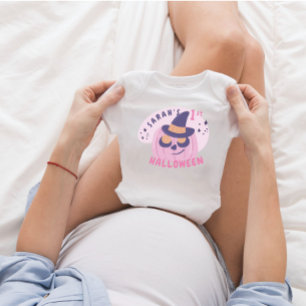 1st Halloween Cute Pink & Purple Pumpkin Hat Baby Bodysuit