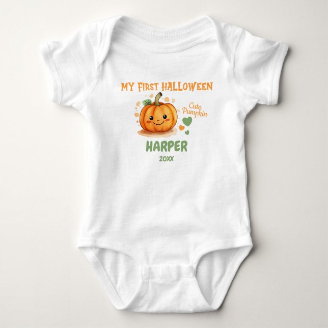 1st Halloween Happy Cute Pumpkin Bodysuit (Front)