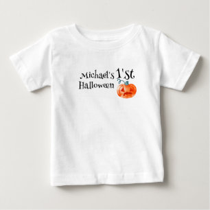 1st Halloween Pumpkin Personalized Baby Boy T-Shirt