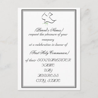 1st Holy Communion Invite-Dove and Olive Branch Invitation Postcard