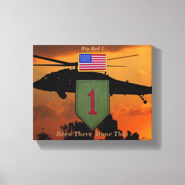1st infantry big red 1 veterans vets patch canvas print (Front)
