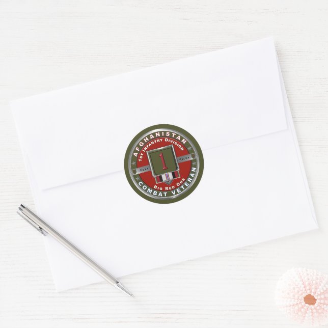 1st Infantry Division Afghanistan Veteran Classic Round Sticker (Envelope)