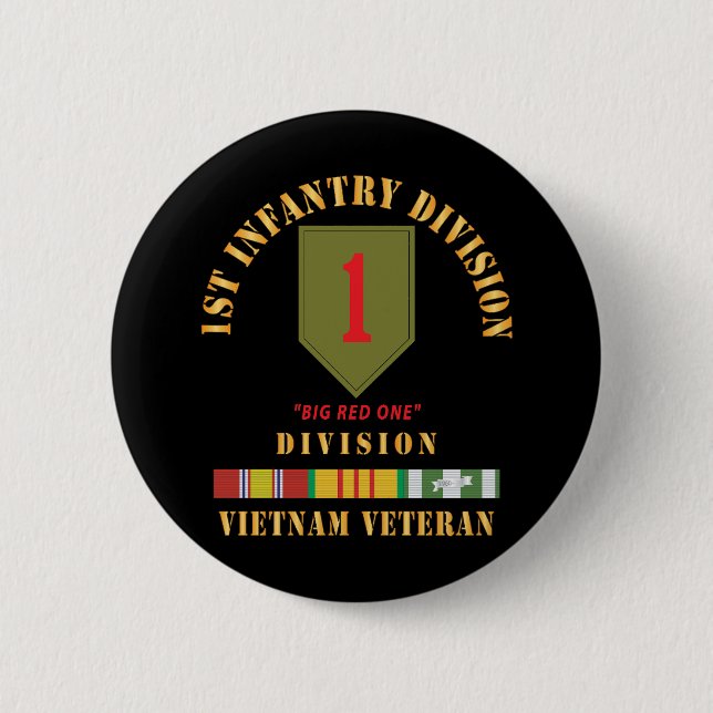1st Infantry Division - Big Red One - Vietnam Vet 2 Inch Round Button (Front)