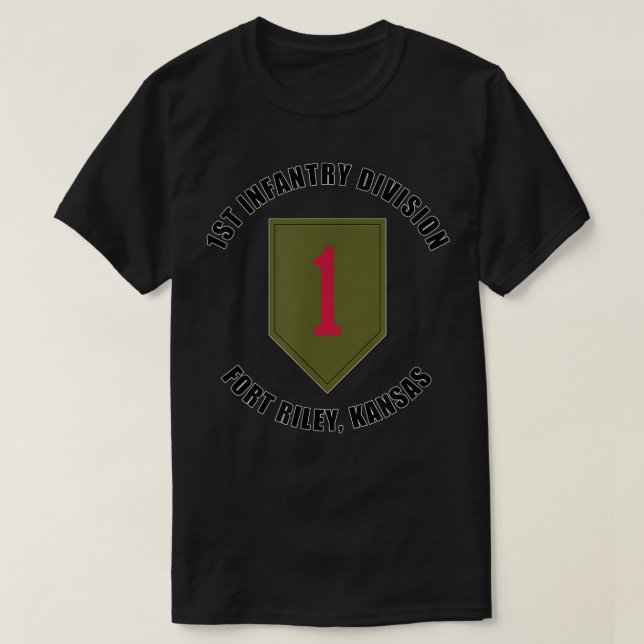 1st Infantry Division Fort Riley Kansas Emblem Vet T-Shirt (Design Front)