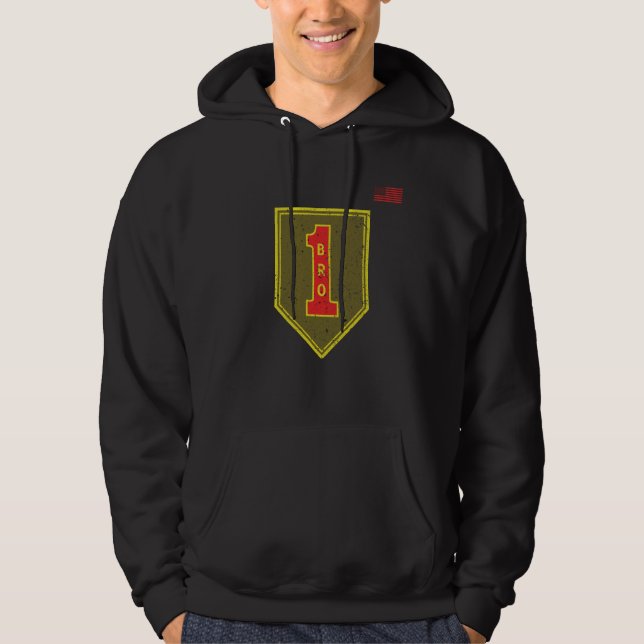 1st Infantry Division Patch Big Red One Distressed Hoodie (Front)