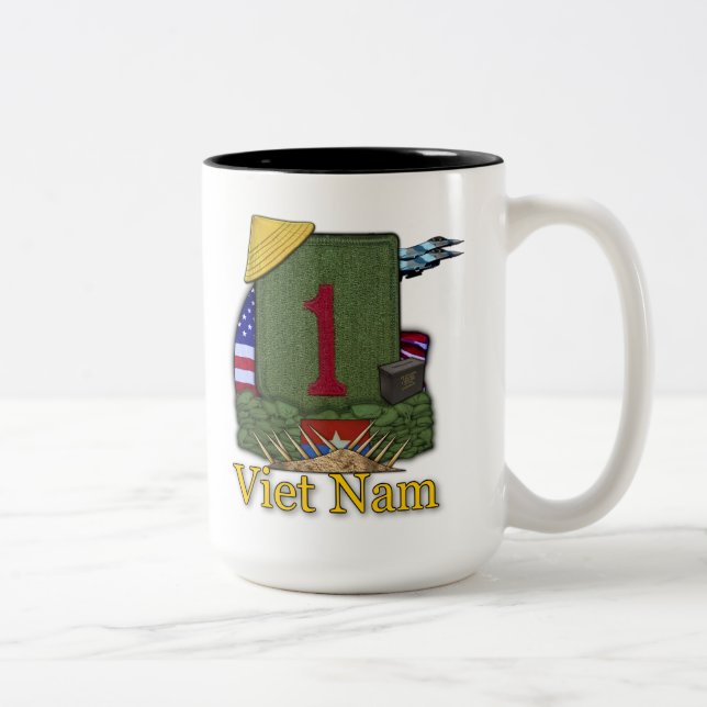1st infantry division vietnam veterans vets patch Two-Tone coffee mug (Right)