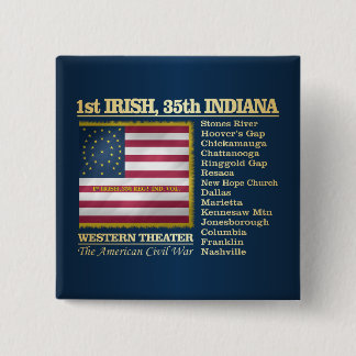 1st Irish, 35th Indiana Infantry (BH) 2 Inch Square Button