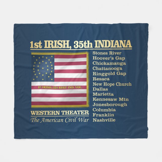 1st Irish, 35th Indiana Infantry (BH) Fleece Blanket (Front (Horizontal))