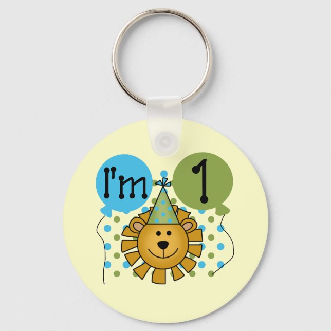 1st Lion Birthday Tshirts and Gifts Keychain (Front)