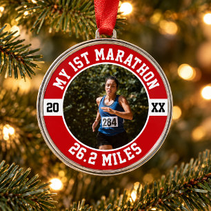 1st Marathon Runner First Running Sports 26 2 Metal Ornament