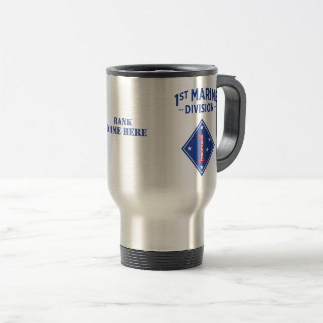 1st Marine Division Patch (Customizable) Travel Mug (Front Right)