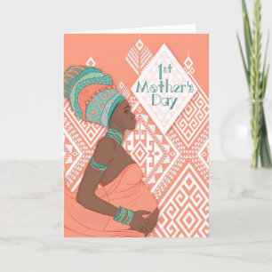 1st Mother's Day African American Mommy to Be Holiday Card