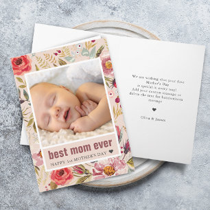 1st Mother's Day Floral Photo Greeting Card