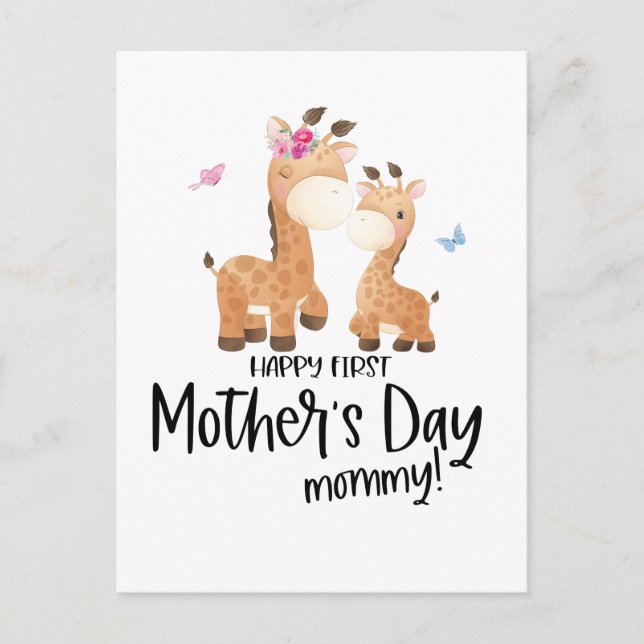 1st Mothers Day Giraffe Postcard (Front)