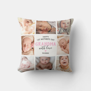 1st Mother's Day Grandma Photo Throw Pillow