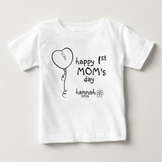 1st Mother's Day Heart Balloon Doodle Baby T-Shirt