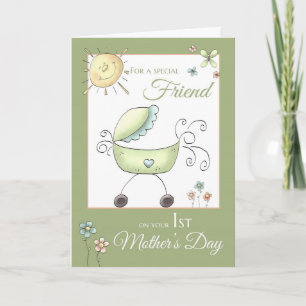 1st Mother's Day - Special Friend - Baby Carriage Card