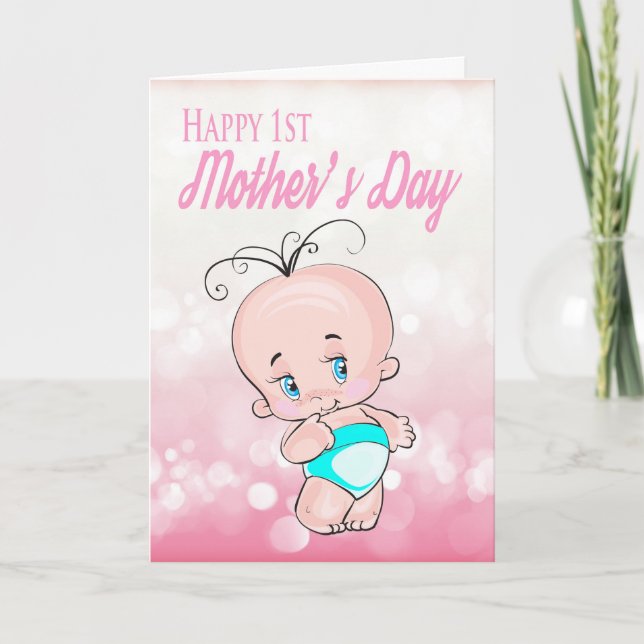 1st Mother's day With Cute baby Greeting Card (Front)