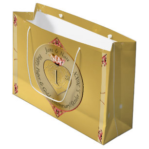 1st or 50th Wedding Anniversary Golden Large Gift Bag