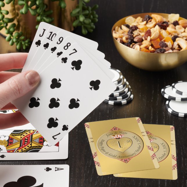 1st or 50th Wedding Anniversary Golden  Playing Cards (In Situ)