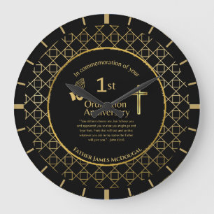 1st Ordination Anniversary Priest PERSONALIZED  Large Clock