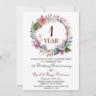 1st Paper Surprise Wedding Anniversary Floral Invitation