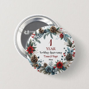 1st Paper Wedding Anniversary Elegant Winter 2 Inch Round Button