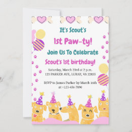 1st PAW-TY! First Birthday Invitation