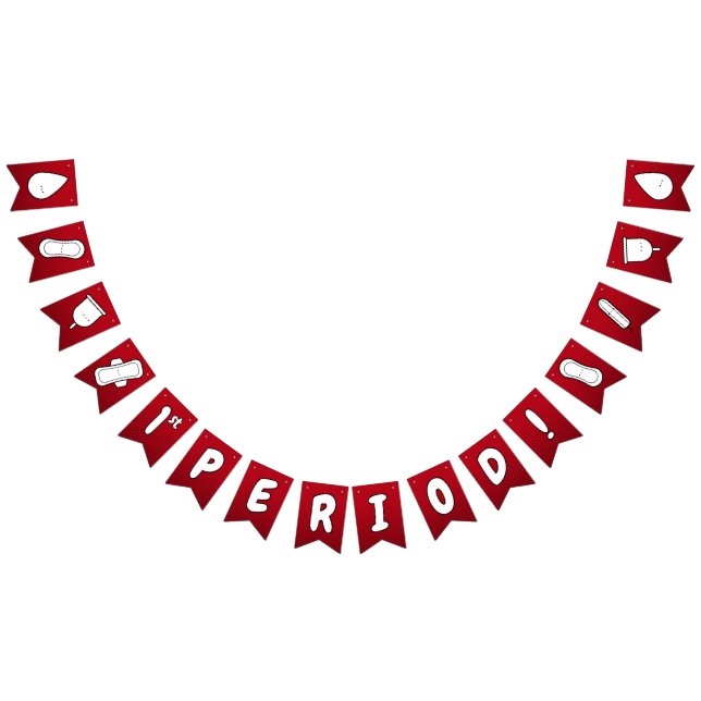 1st Period Red White Cute Tampon Pattern Bunting Flags (All)
