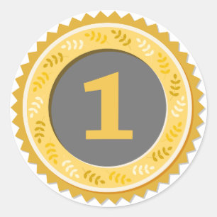1st Place Gold Medal Dark Classic Round Sticker
