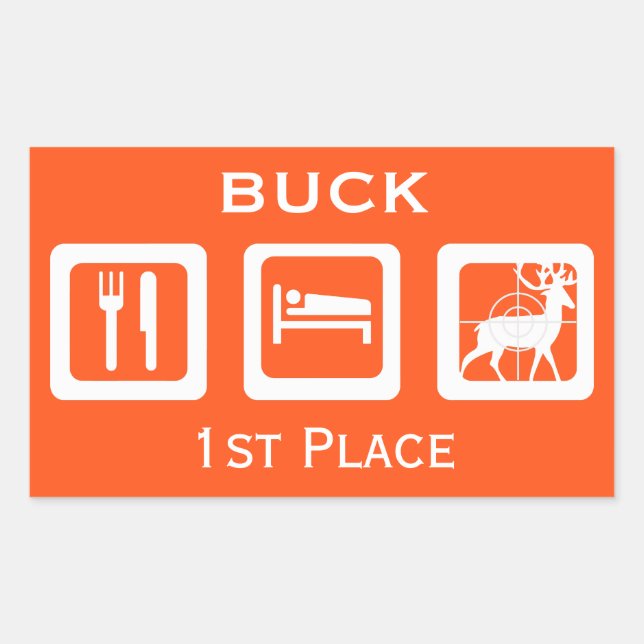 1st Place Orange Deer Crosshairs Hunting Sticker (Front)