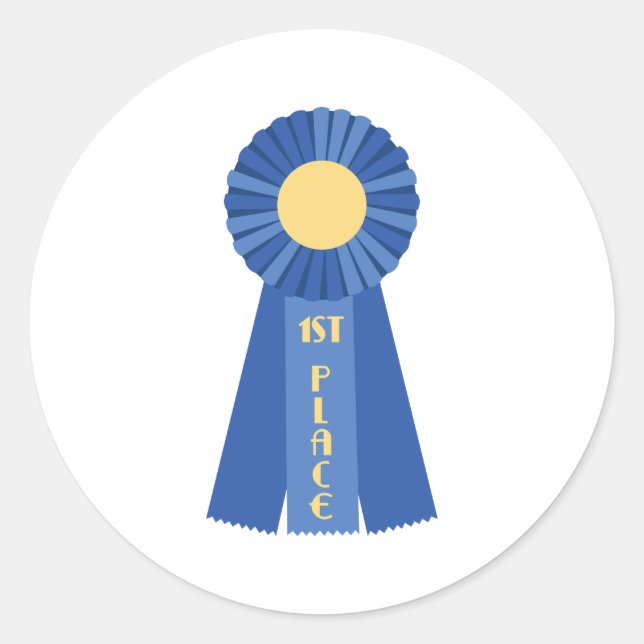 1st Place Ribbon Classic Round Sticker (Front)