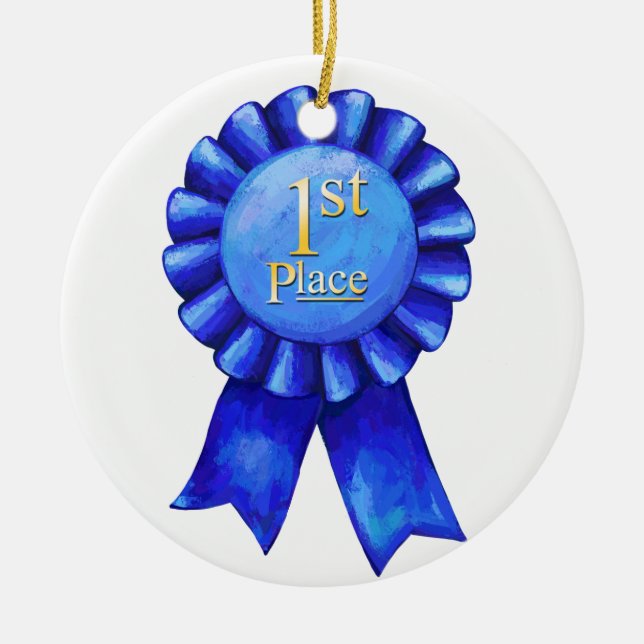 1st Place Ribbon Medallion Ceramic Ornament (Front)