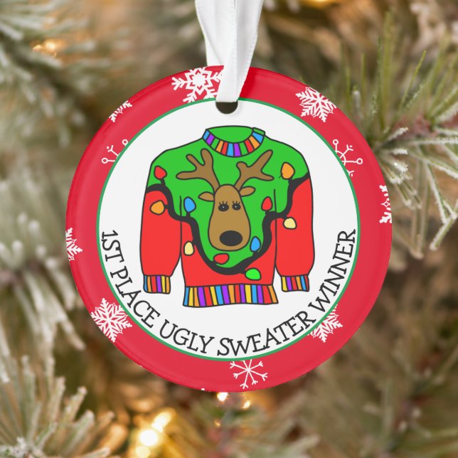 1st Place Winner Ugly Sweater Contest Medal    Ornament (Tree)