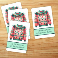 1st Place Winner Ugly Sweater Contest Pink Green