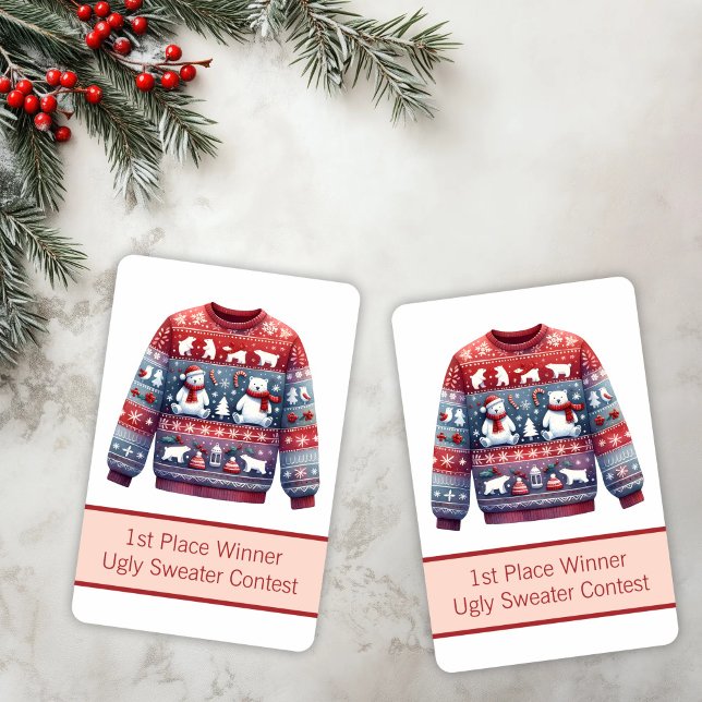 1st Place Winner Ugly Sweater Contest Red Blue Playing Cards (Creator Uploaded)
