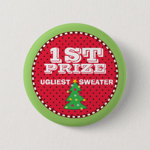 1st Prize Ugly Sweaters Holiday Contest Button