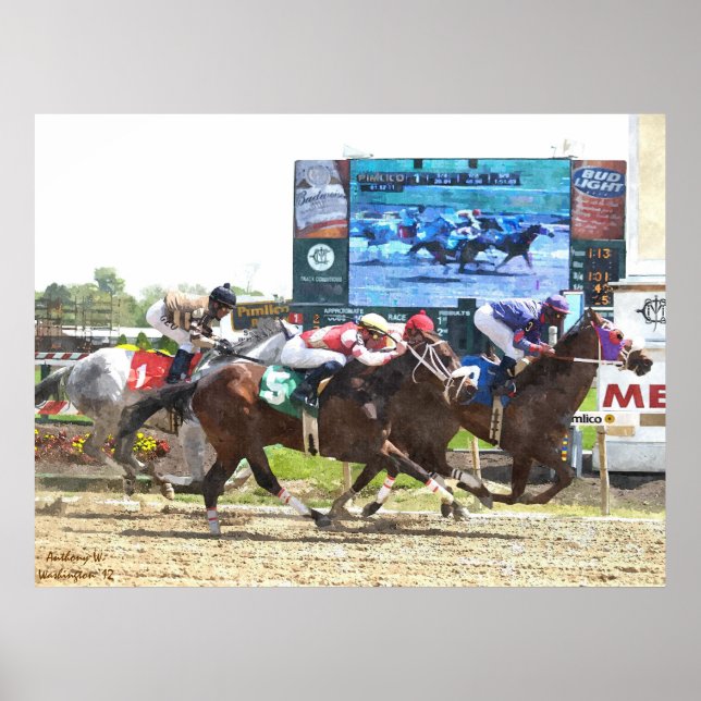 1st Race of the Day Water Color Poster (Front)