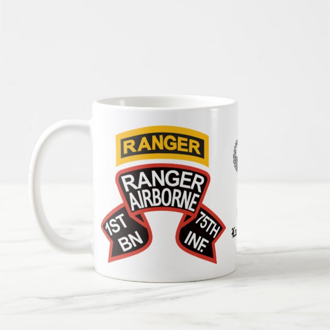 1st Ranger Battalion old-style scroll with tab Coffee Mug (Left)