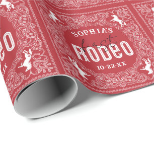 1st Rodeo Birthday Party Bandana Pattern Wrapping Paper