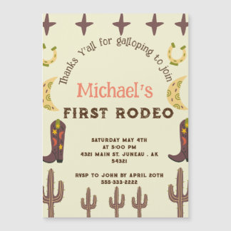 1st Rodeo Western Party Country Birthday Magnetic Invitation