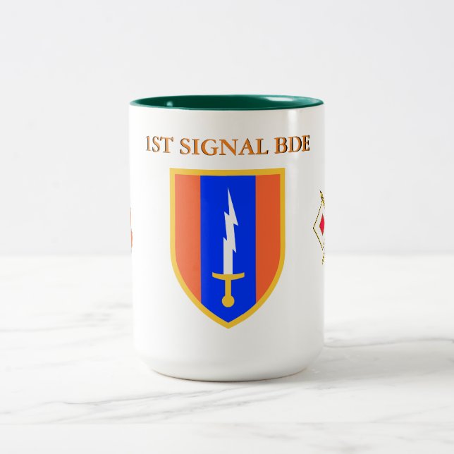 1ST SIGNAL BRIGADE  Two-Tone COFFEE MUG (Center)