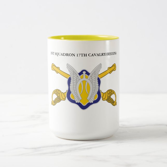 1ST SQUADRON 17TH CAVALRY(RECON)  Two-Tone COFFEE MUG (Center)