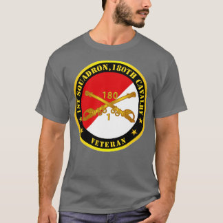1st Squadron 180th Cavalry Branch Veteran Red Whit T-Shirt