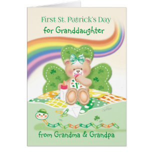 1st St Patrick's Day, Granddaughter, Cute Teddy