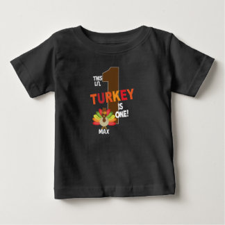 1st thanksgiving birthday party li'l turkey is one baby T-Shirt