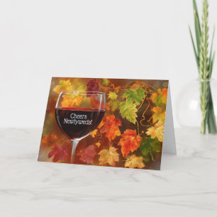 1st Thanksgiving Newlyweds Married Couple Wine Holiday Card