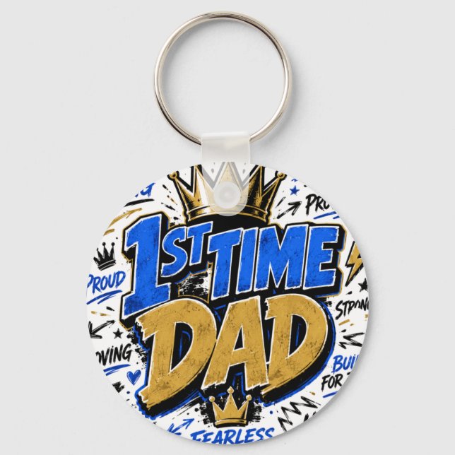 1st Time Dad Two-Tone Coffee Keychain (Front)